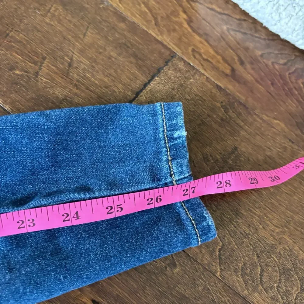 Just USA Women's Size 25 Stretchy Blue Denim Jeans Button Fly Straight Leg‎